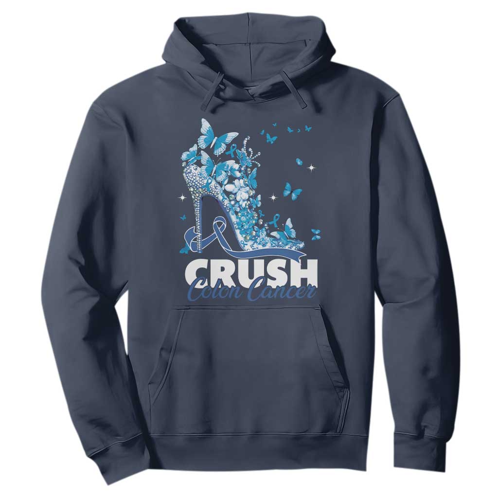 Crush Colon Cancer Hoodie Colorectal Cancer Awareness Bling Blue Ribbon High Heel TS11 Navy Print Your Wear