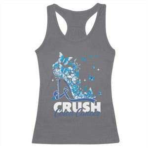 Crush Colon Cancer Racerback Tank Top Colorectal Cancer Awareness Bling Blue Ribbon High Heel TS11 Charcoal Print Your Wear