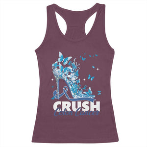 Crush Colon Cancer Racerback Tank Top Colorectal Cancer Awareness Bling Blue Ribbon High Heel TS11 Maroon Print Your Wear