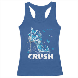 Crush Colon Cancer Racerback Tank Top Colorectal Cancer Awareness Bling Blue Ribbon High Heel TS11 Royal Blue Print Your Wear