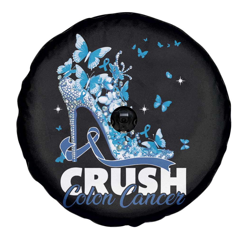 Crush Colon Cancer Spare Tire Cover Colorectal Cancer Awareness Bling Blue Ribbon High Heel TS11 Print Your Wear