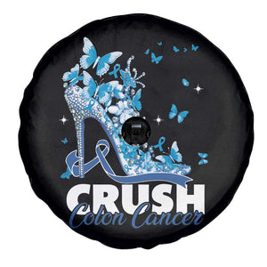 Crush Colon Cancer Spare Tire Cover Colorectal Cancer Awareness Bling Blue Ribbon High Heel TS11 Print Your Wear