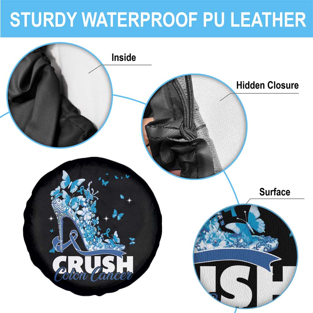 Crush Colon Cancer Spare Tire Cover Colorectal Cancer Awareness Bling Blue Ribbon High Heel TS11 Print Your Wear