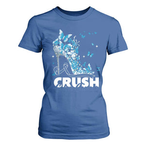 Crush Colon Cancer T Shirt For Women Colorectal Cancer Awareness Bling Blue Ribbon High Heel TS11 Royal Blue Print Your Wear