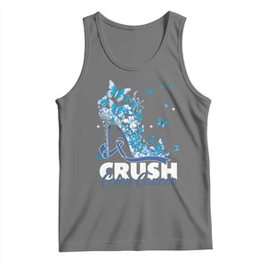 Crush Colon Cancer Tank Top Colorectal Cancer Awareness Bling Blue Ribbon High Heel TS11 Black Heather Print Your Wear