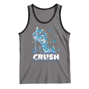 Crush Colon Cancer Tank Top Colorectal Cancer Awareness Bling Blue Ribbon High Heel TS11 Deep Heather Black Print Your Wear