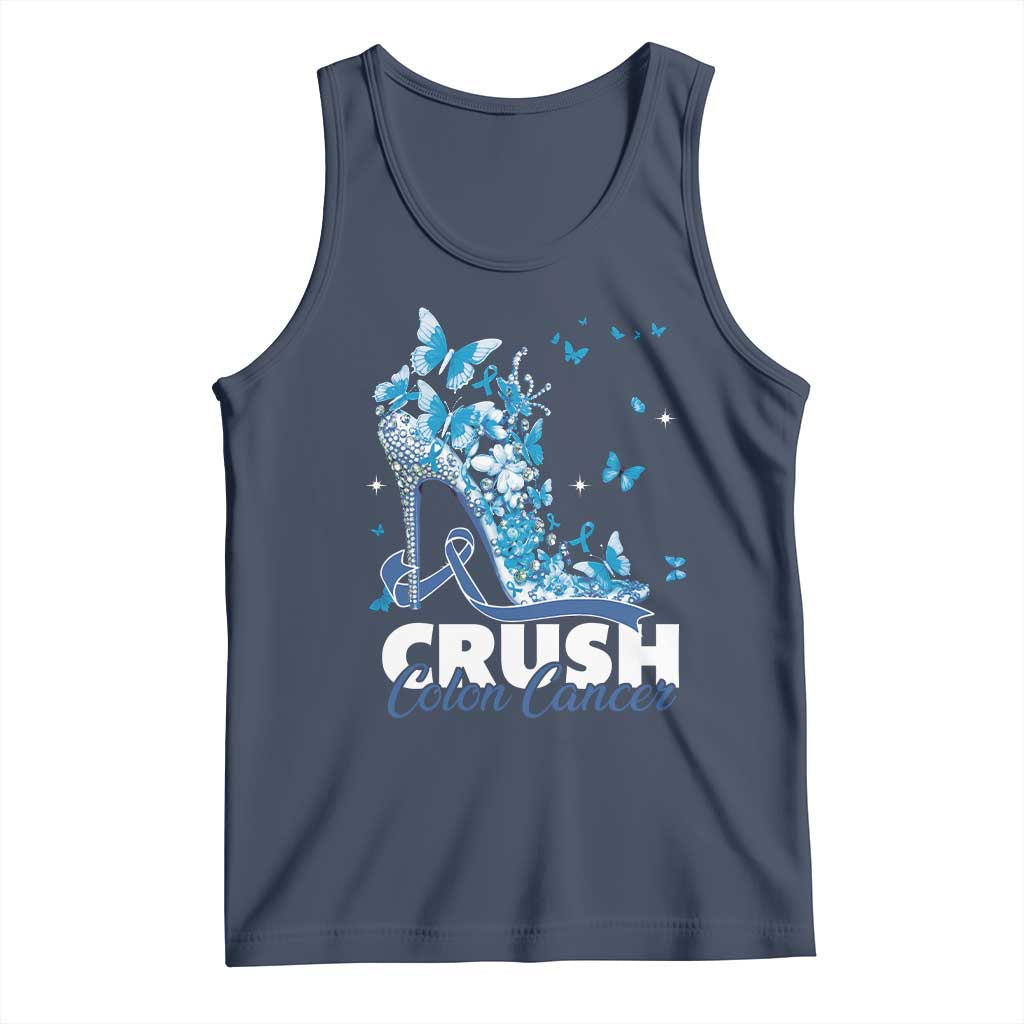 Crush Colon Cancer Tank Top Colorectal Cancer Awareness Bling Blue Ribbon High Heel TS11 Navy Print Your Wear