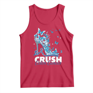 Crush Colon Cancer Tank Top Colorectal Cancer Awareness Bling Blue Ribbon High Heel TS11 Red Print Your Wear