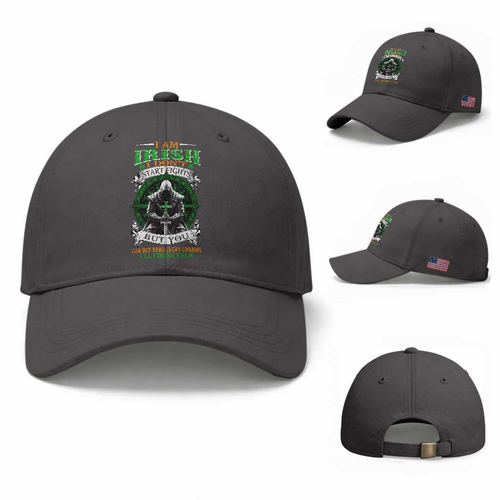 Irish Pride Baseball Cap I Am Irish I Don't Start Fights But You Can Bet Your Lucky Charms TS11 Baseball Cap Universal Fit Dark Gray Print Your Wear