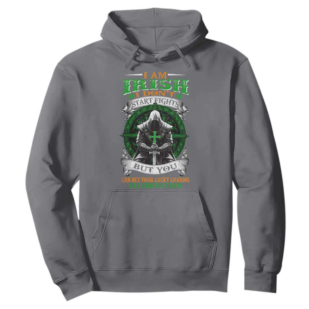 Irish Pride Hoodie I Am Irish I Don't Start Fights But You Can Bet Your Lucky Charms TS11 Charcoal Print Your Wear