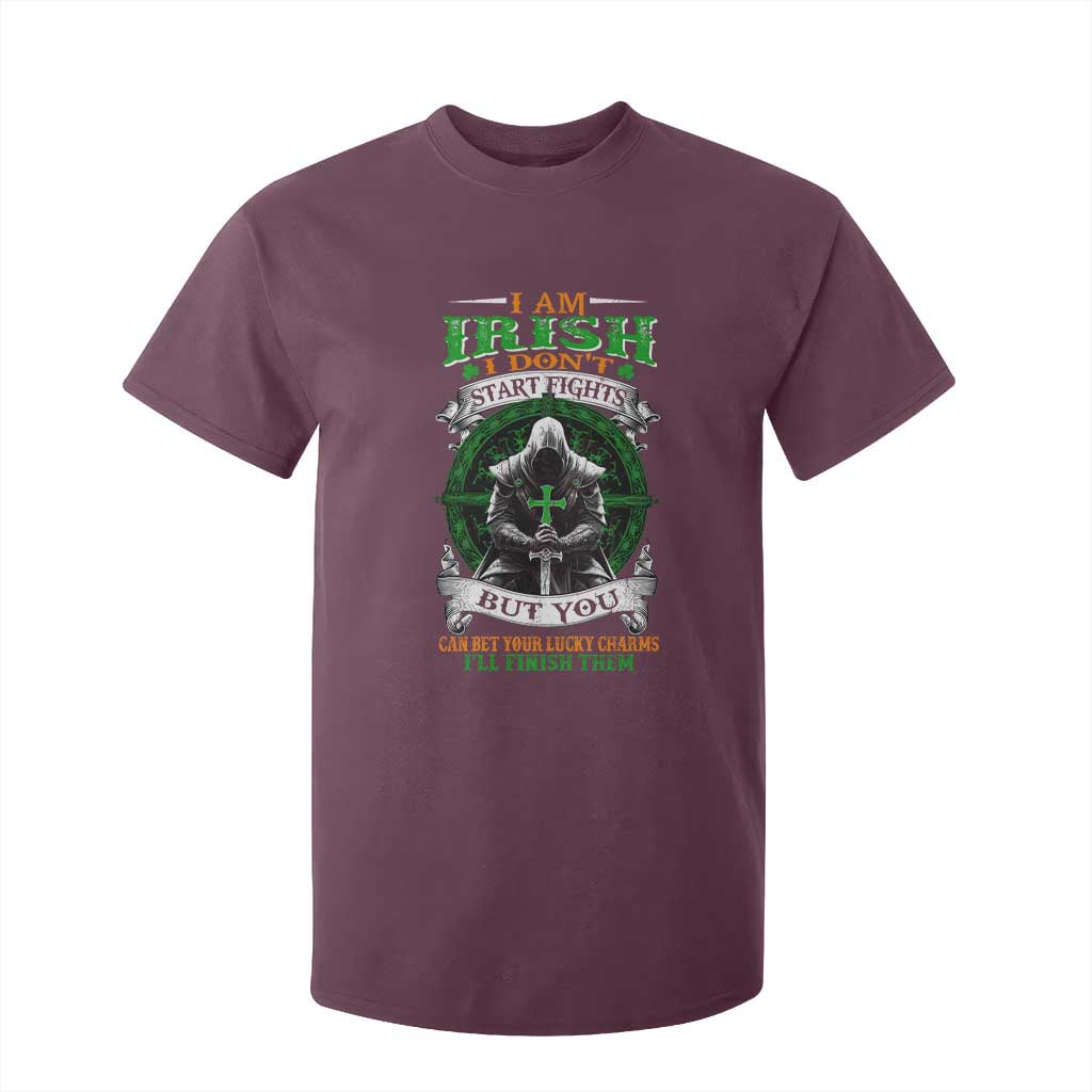 Irish Pride T Shirt For Kid I Am Irish I Don't Start Fights But You Can Bet Your Lucky Charms TS11 Maroon Print Your Wear