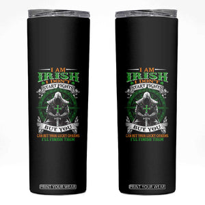 Irish Pride Skinny Tumbler I Am Irish I Don't Start Fights But You Can Bet Your Lucky Charms TS11 Black Print Your Wear