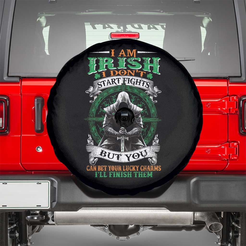 Irish Pride Spare Tire Cover I Am Irish I Don't Start Fights But You Can Bet Your Lucky Charms TS11 Black Print Your Wear