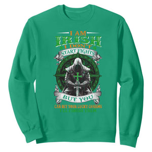 Irish Pride Sweatshirt I Am Irish I Don't Start Fights But You Can Bet Your Lucky Charms TS11 Irish Green Print Your Wear