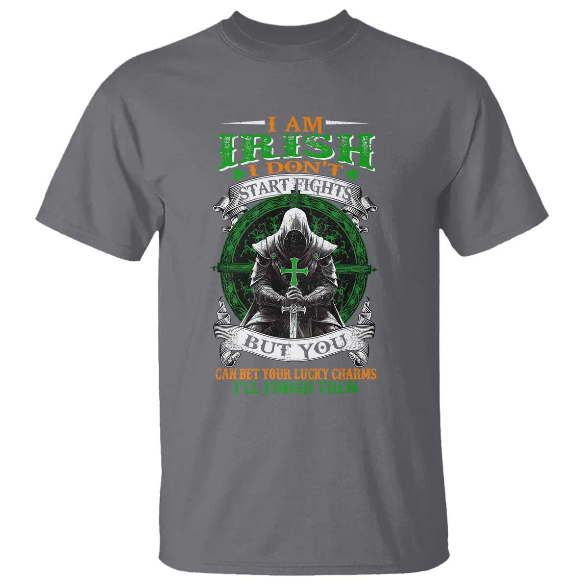 Irish Pride T Shirt I Am Irish I Don't Start Fights But You Can Bet Your Lucky Charms TS11 Charcoal Print Your Wear