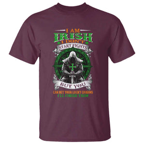 Irish Pride T Shirt I Am Irish I Don't Start Fights But You Can Bet Your Lucky Charms TS11 Maroon Print Your Wear