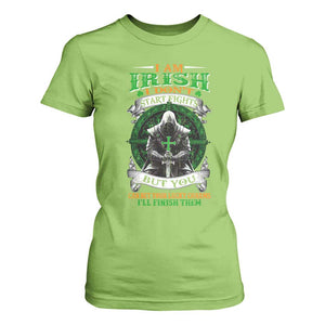 Irish Pride T Shirt For Women I Am Irish I Don't Start Fights But You Can Bet Your Lucky Charms TS11 Lime Print Your Wear