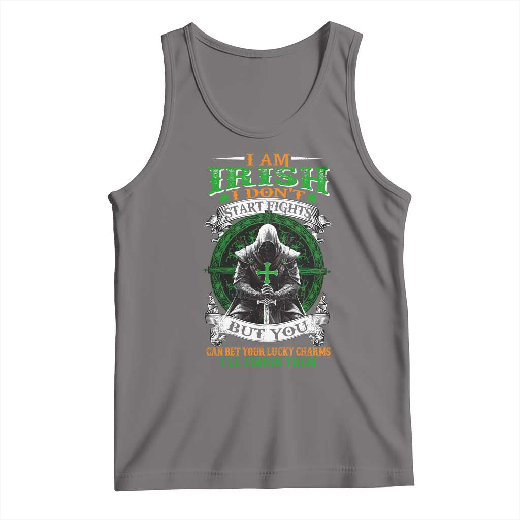 Irish Pride Tank Top I Am Irish I Don't Start Fights But You Can Bet Your Lucky Charms TS11 Deep Heather Print Your Wear