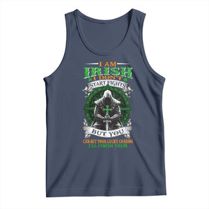 Irish Pride Tank Top I Am Irish I Don't Start Fights But You Can Bet Your Lucky Charms TS11 Navy Print Your Wear