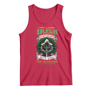 Irish Pride Tank Top I Am Irish I Don't Start Fights But You Can Bet Your Lucky Charms TS11 Red Print Your Wear