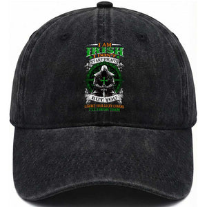 Irish Pride Washed Cotton Baseball Cap I Am Irish I Don't Start Fights But You Can Bet Your Lucky Charms TS11 Print Your Wear