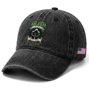 Irish Pride Washed Cotton Baseball Cap I Am Irish I Don't Start Fights But You Can Bet Your Lucky Charms TS11 Print Your Wear