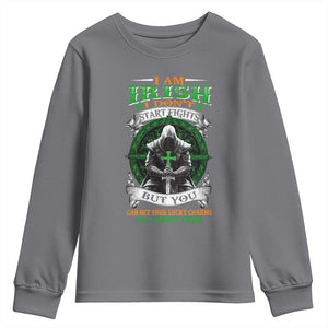 Irish Pride Youth Sweatshirt I Am Irish I Don't Start Fights But You Can Bet Your Lucky Charms TS11 Charcoal Print Your Wear