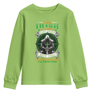 Irish Pride Youth Sweatshirt I Am Irish I Don't Start Fights But You Can Bet Your Lucky Charms TS11 Lime Print Your Wear