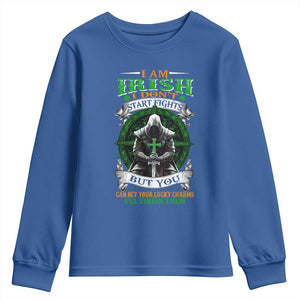 Irish Pride Youth Sweatshirt I Am Irish I Don't Start Fights But You Can Bet Your Lucky Charms TS11 Royal Blue Print Your Wear