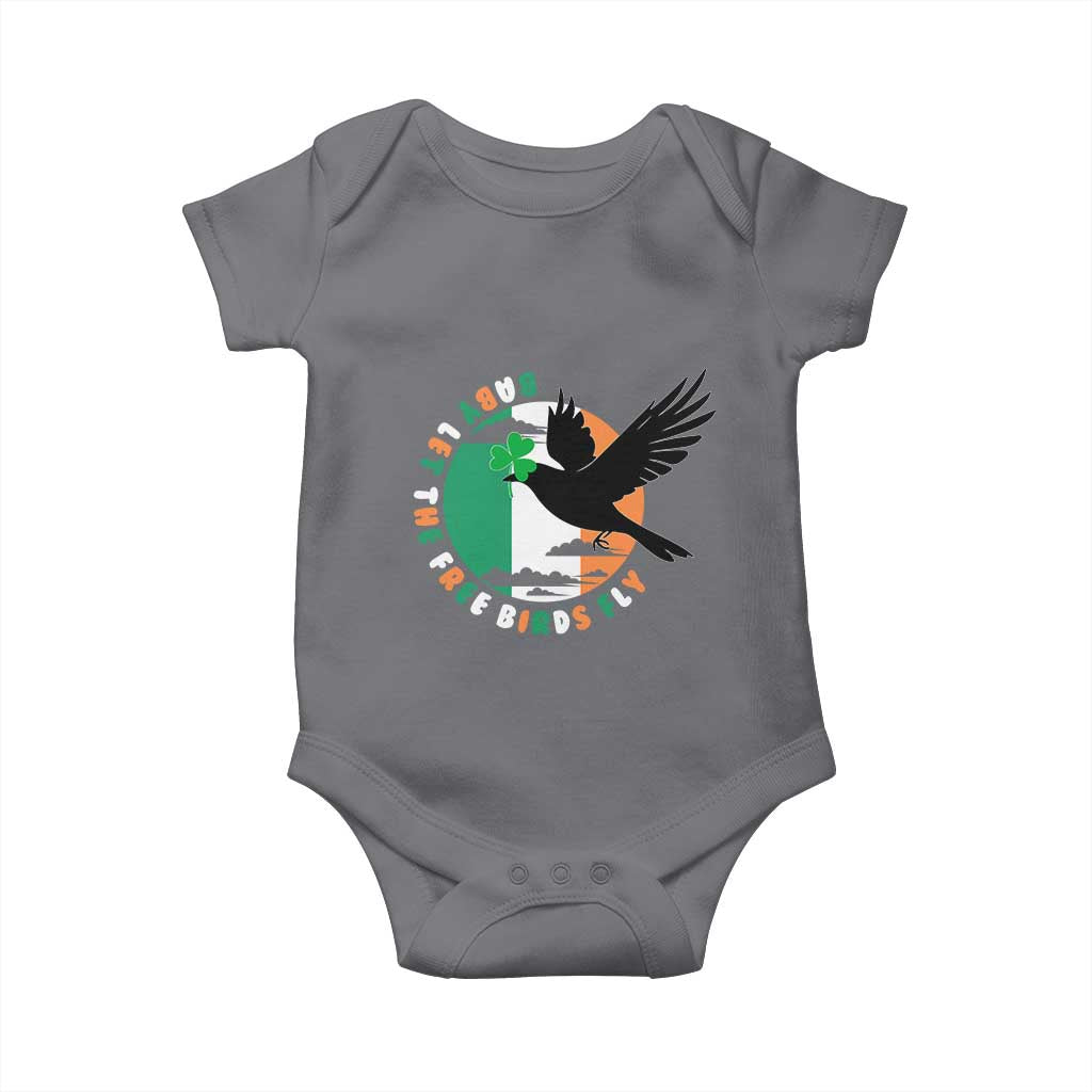 Irish Pride Baby Onesie Baby Let The Free Birds Fly Ireland Flag Shamrock TS11 Charcoal Print Your Wear