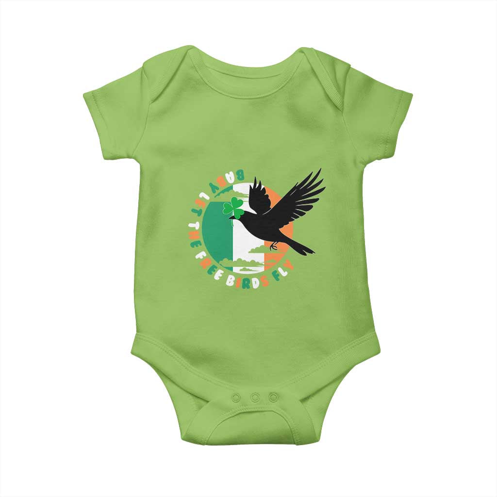 Irish Pride Baby Onesie Baby Let The Free Birds Fly Ireland Flag Shamrock TS11 Lime Print Your Wear