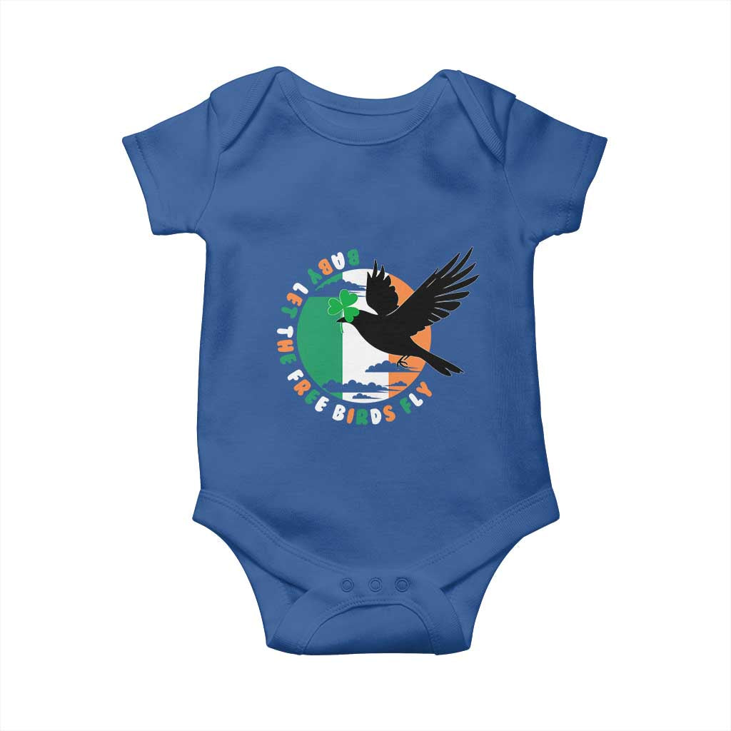 Irish Pride Baby Onesie Baby Let The Free Birds Fly Ireland Flag Shamrock TS11 Royal Blue Print Your Wear