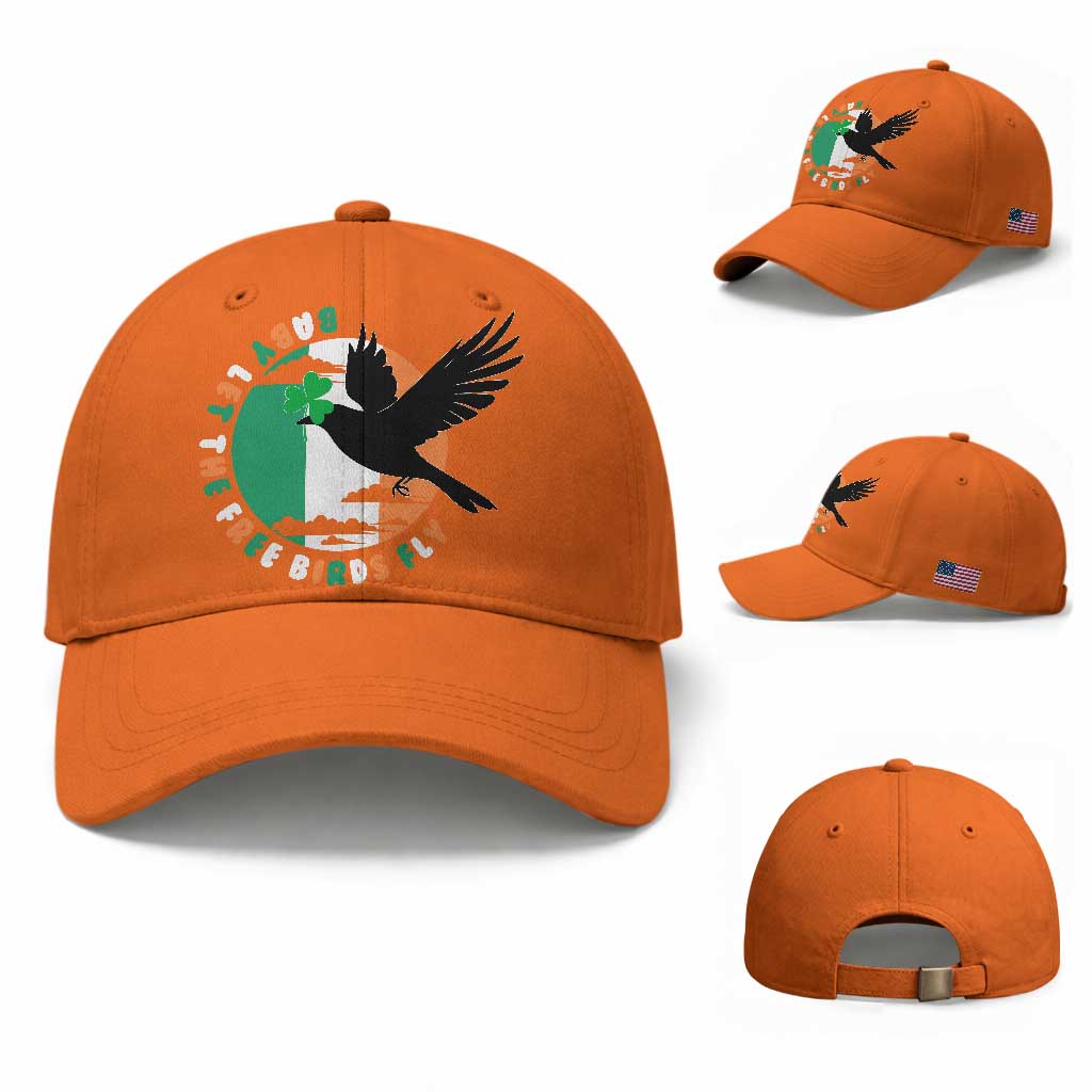 Irish Pride Baseball Cap Baby Let The Free Birds Fly Ireland Flag Shamrock TS11 Baseball Cap Universal Fit Orange Print Your Wear