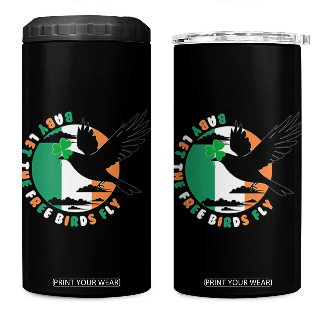 Irish Pride 4 in 1 Can Cooler Tumbler Baby Let The Free Birds Fly Ireland Flag Shamrock TS11 One Size: 16 oz Black Print Your Wear