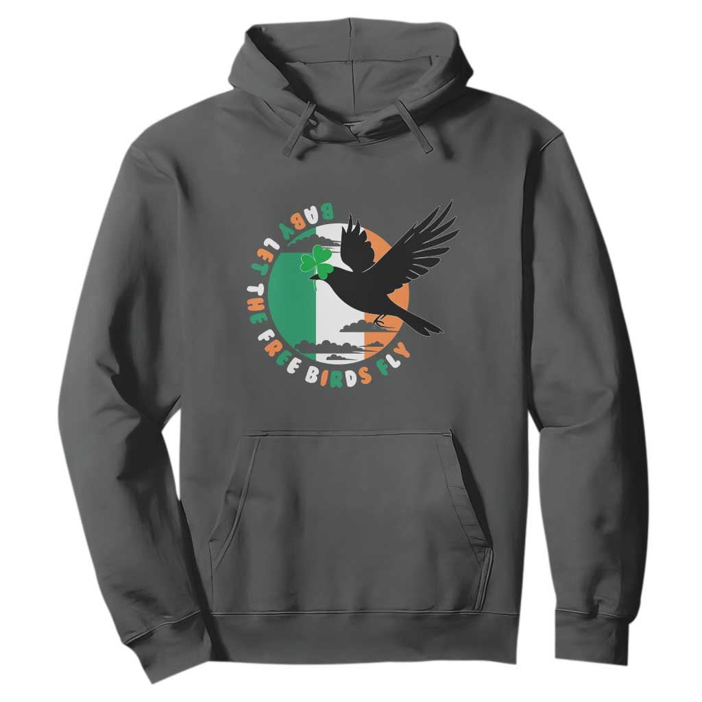 Irish Pride Hoodie Baby Let The Free Birds Fly Ireland Flag Shamrock TS11 Dark Heather Print Your Wear