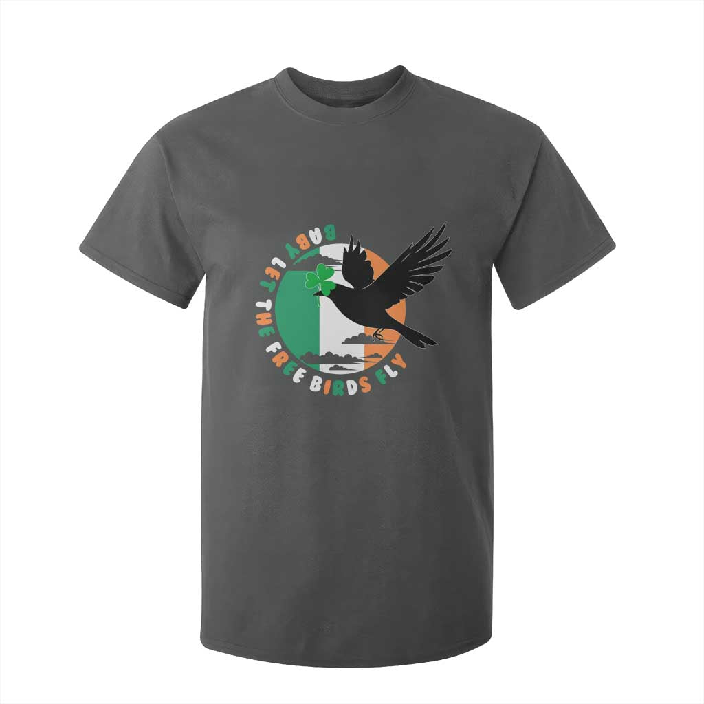 Irish Pride T Shirt For Kid Baby Let The Free Birds Fly Ireland Flag Shamrock TS11 Dark Heather Print Your Wear