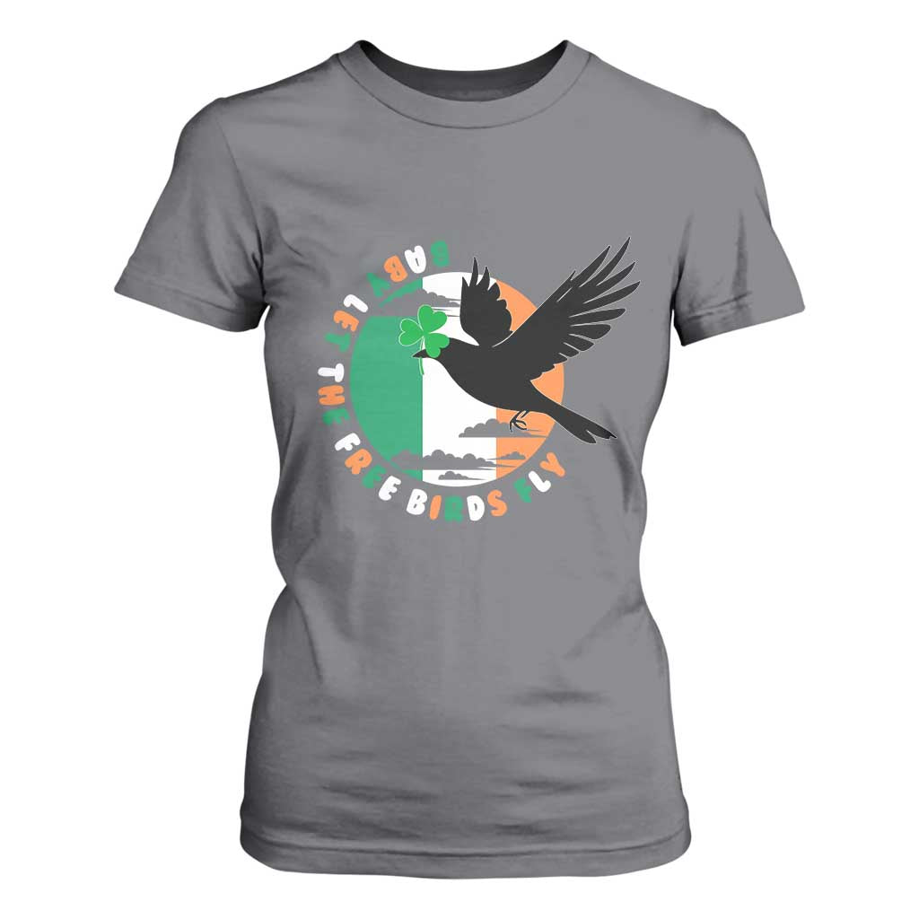 Irish Pride T Shirt For Women Baby Let The Free Birds Fly Ireland Flag Shamrock TS11 Charcoal Print Your Wear