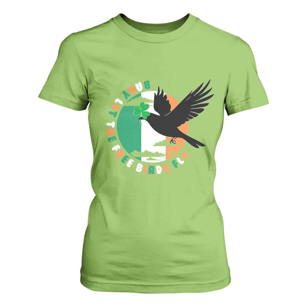 Irish Pride T Shirt For Women Baby Let The Free Birds Fly Ireland Flag Shamrock TS11 Lime Print Your Wear