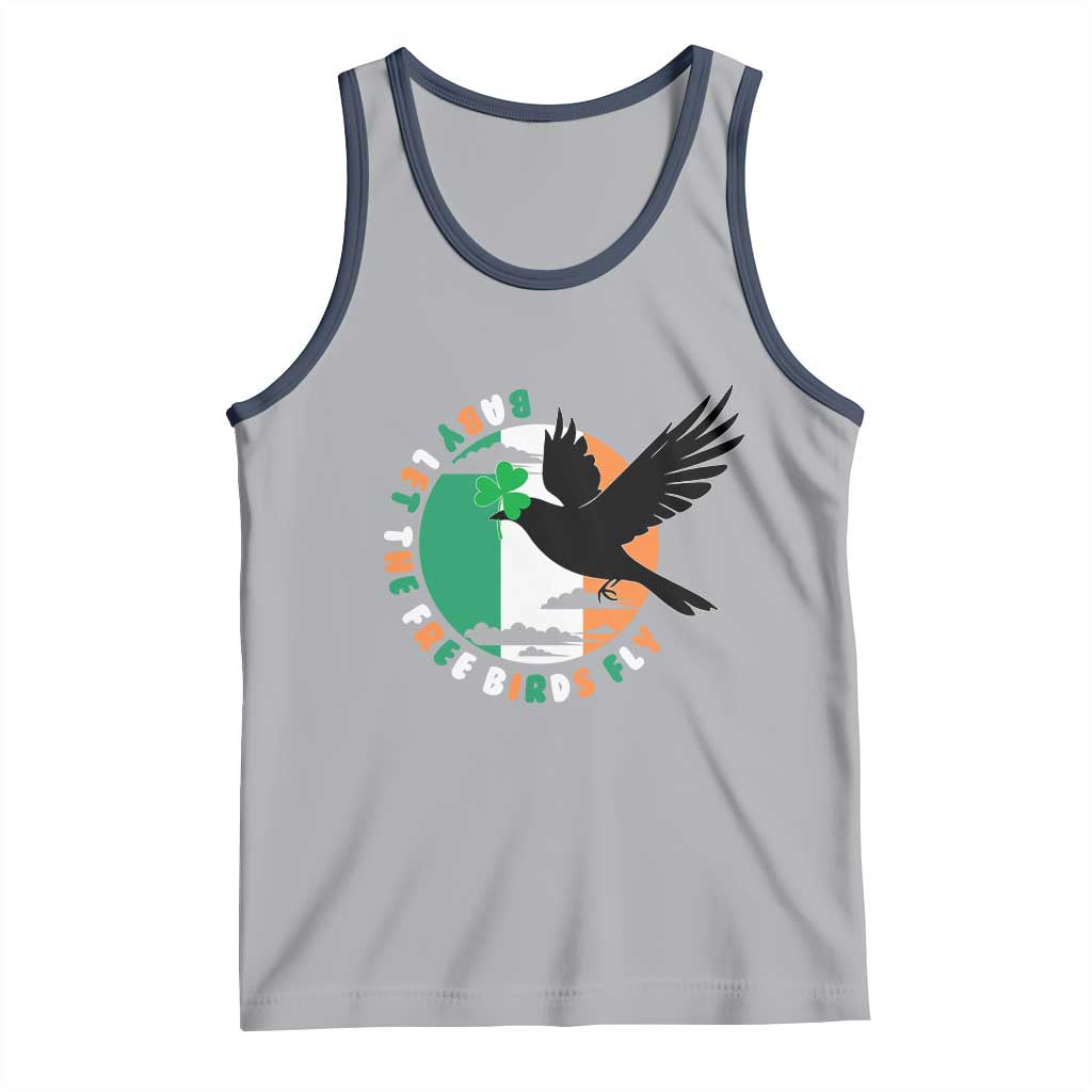Irish Pride Tank Top Baby Let The Free Birds Fly Ireland Flag Shamrock TS11 Athletic Heather Navy Print Your Wear