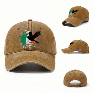 Irish Pride Washed Cotton Baseball Cap Baby Let The Free Birds Fly Ireland Flag Shamrock TS11 Washed Cap Universal Fit Yellow Ochre Print Your Wear