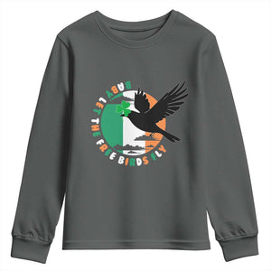 Irish Pride Youth Sweatshirt Baby Let The Free Birds Fly Ireland Flag Shamrock TS11 Dark Heather Print Your Wear