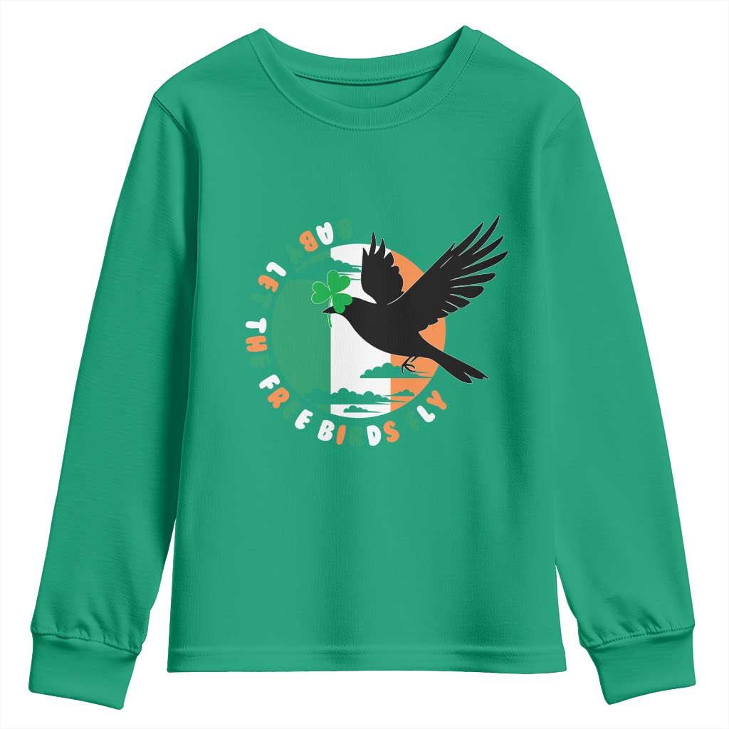 Irish Pride Youth Sweatshirt Baby Let The Free Birds Fly Ireland Flag Shamrock TS11 Irish Green Print Your Wear