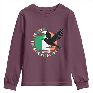 Irish Pride Youth Sweatshirt Baby Let The Free Birds Fly Ireland Flag Shamrock TS11 Maroon Print Your Wear