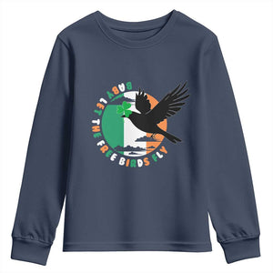 Irish Pride Youth Sweatshirt Baby Let The Free Birds Fly Ireland Flag Shamrock TS11 Navy Print Your Wear
