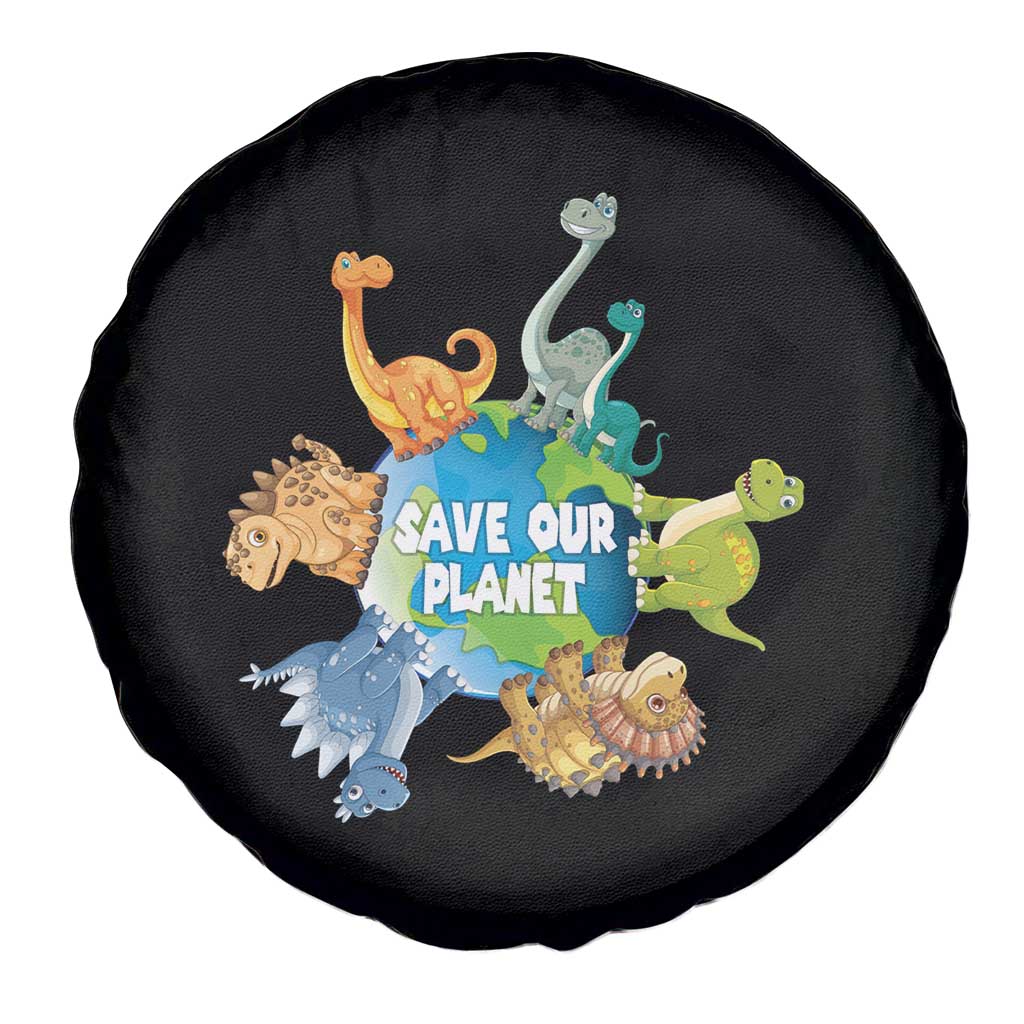 Earth Day Save Our Planet Spare Tire Cover Cute Dinosaurs Around World TS11 Print Your Wear