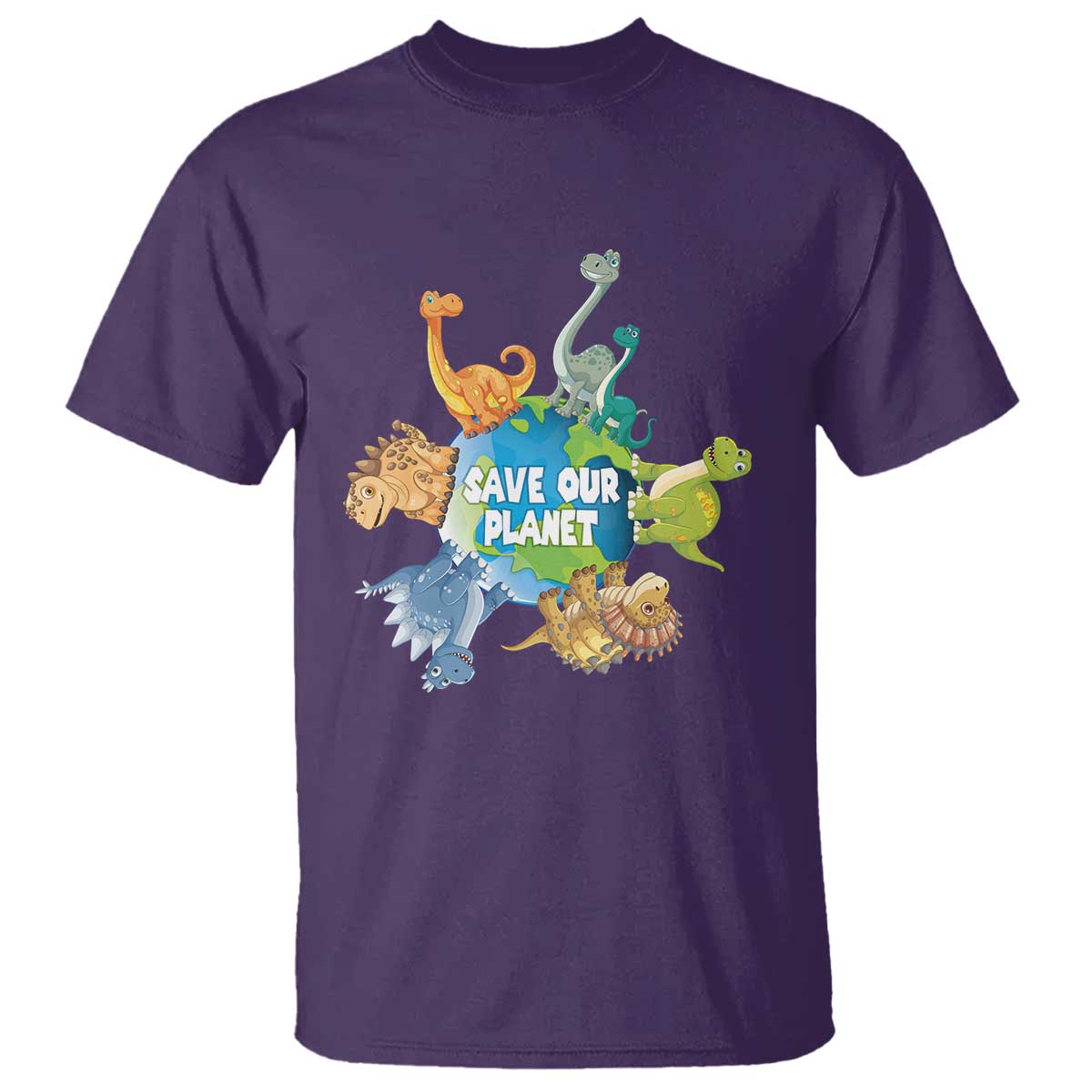 Earth Day Save Our Planet T Shirt Cute Dinosaurs Around World TS11 Purple Print Your Wear