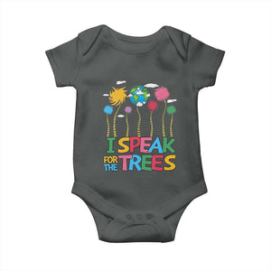 Funny Earth Day I Speak For The Trees Baby Onesie Hippie Trees TS11 Dark Heather Print Your Wear