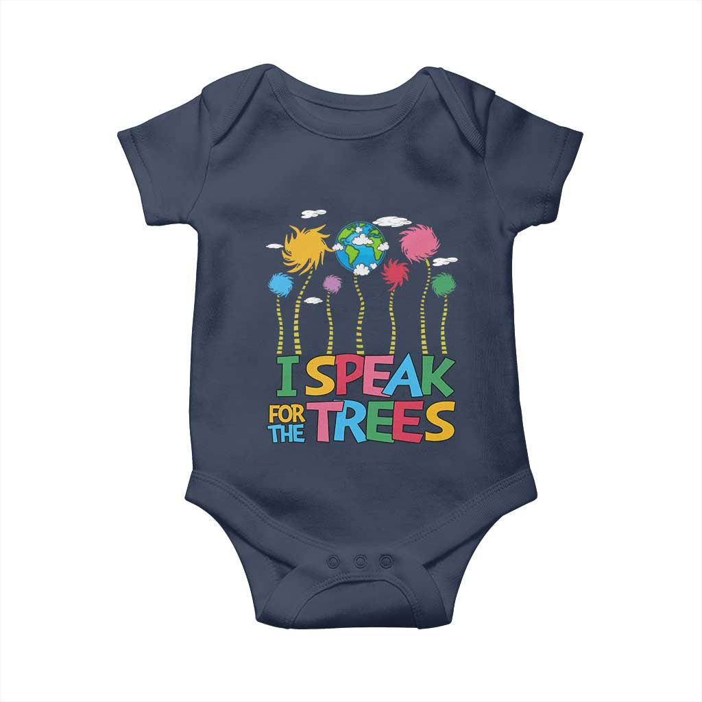 Funny Earth Day I Speak For The Trees Baby Onesie Hippie Trees TS11 Navy Print Your Wear