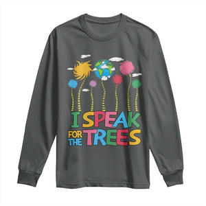 Funny Earth Day I Speak For The Trees Long Sleeve Shirt Hippie Trees TS11 Dark Heather Print Your Wear