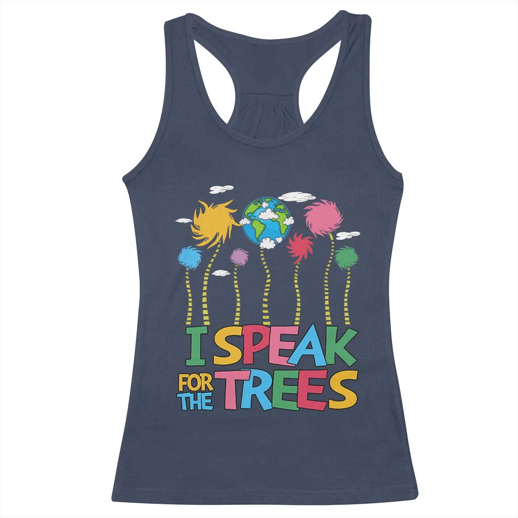 Funny Earth Day I Speak For The Trees Racerback Tank Top Hippie Trees TS11 Navy Print Your Wear